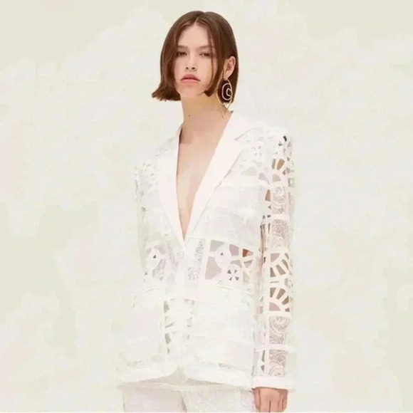 Alexis Harlie Jacket White French Cut Lace Blazer Size Small - Picture 13 of 16